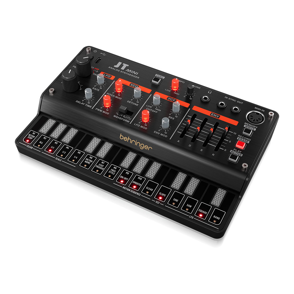 BEHRINGER JT MINI シンセサイザー 3VCO/マルチモードVCF/アルペジエーター/16ステップモーションシーケンサー搭載 全体