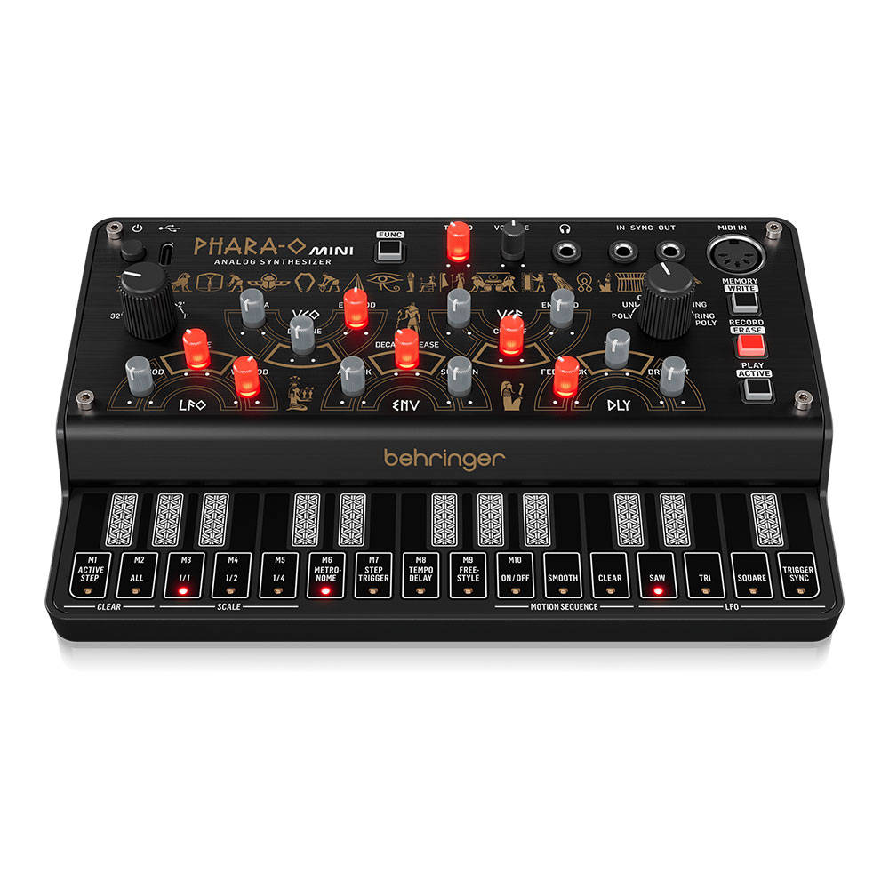BEHRINGER PHARA-O MINI シンセサイザー 3VCO/クラシックVCF/リングモジュレーター16ステップシーケンサー/ディレイ搭載 正面