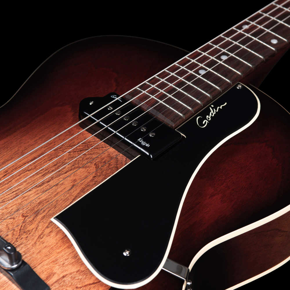 Godin ゴダン 5th Avenue Kingpin P90 Vintage Burst エレキギター フルアコギター ピックガード画像