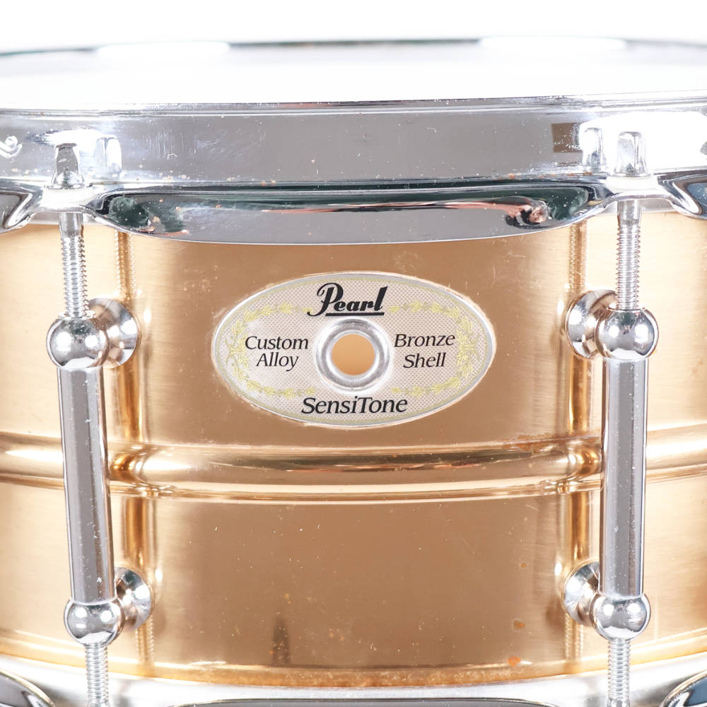 【中古】 スネアドラム パール Pearl SensiTone Bronze Custom Alloy 14x5 ブロンズシェル ロゴ