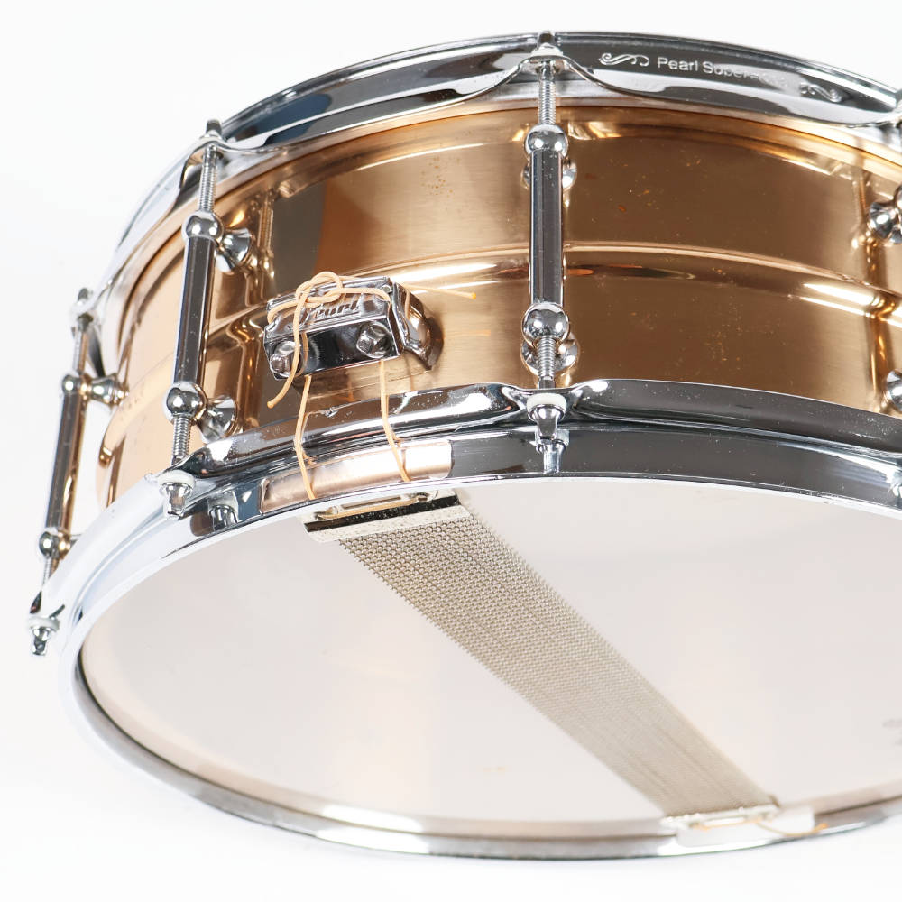 【中古】 スネアドラム パール Pearl SensiTone Bronze Custom Alloy 14x5 ブロンズシェル ストレイナー 2