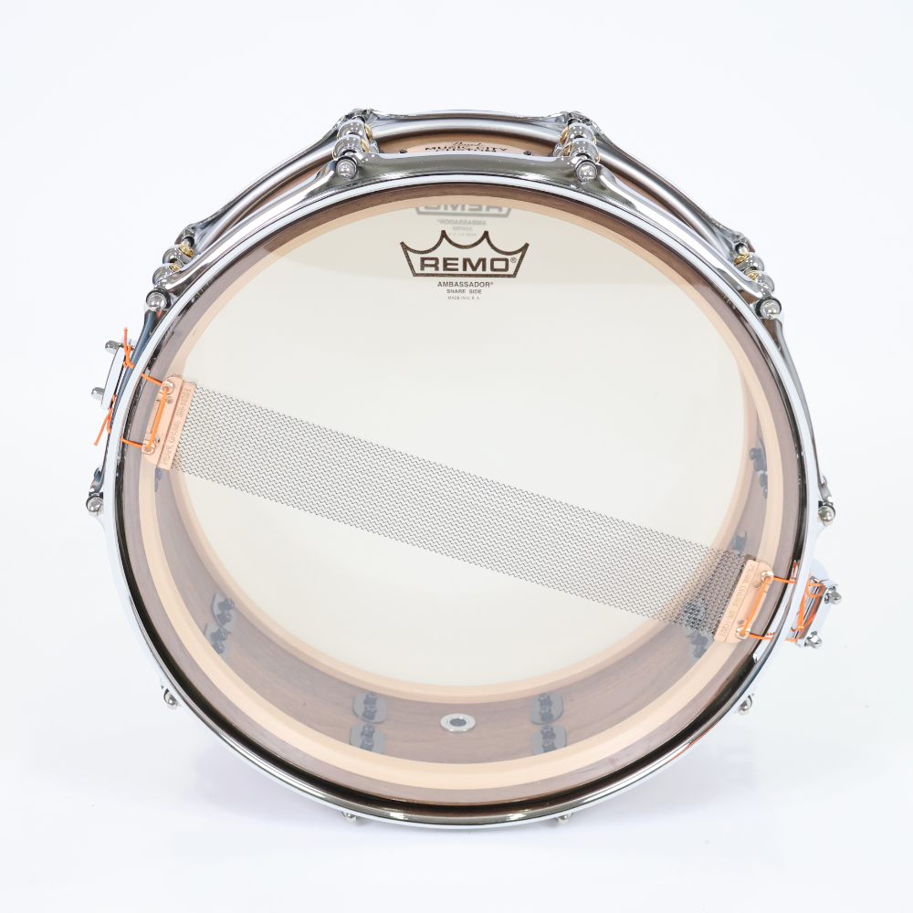 Pearl パール USA MUSIC CITY CUSTOM MCCW1450S/C Solid Walnut Shell 14×5.0 Red Figured Maple + Two Bands of Macassar Ebony スネアドラム 詳細画像