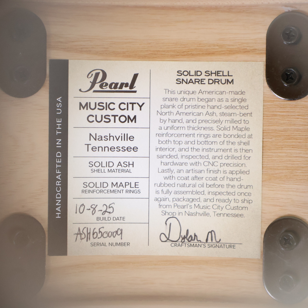 Pearl パール USA MUSIC CITY CUSTOM MCCA1465S/C Solid Ash Shell 14x6.5 Rich Corinthian Ash スネアドラム 詳細画像