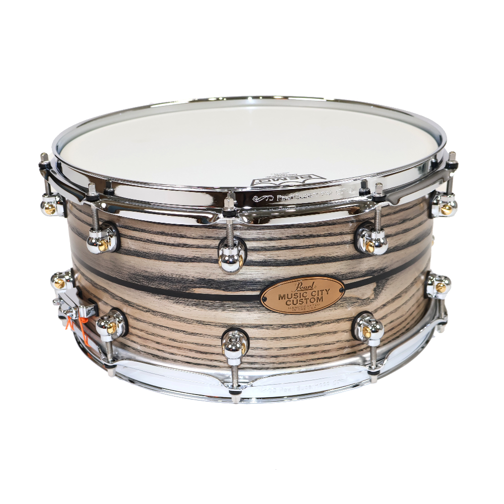 Pearl パール USA MUSIC CITY CUSTOM MCCA1465S/C Solid Ash Shell 14x6.5 Two Tone Ash w/Ebony Inlay スネアドラム