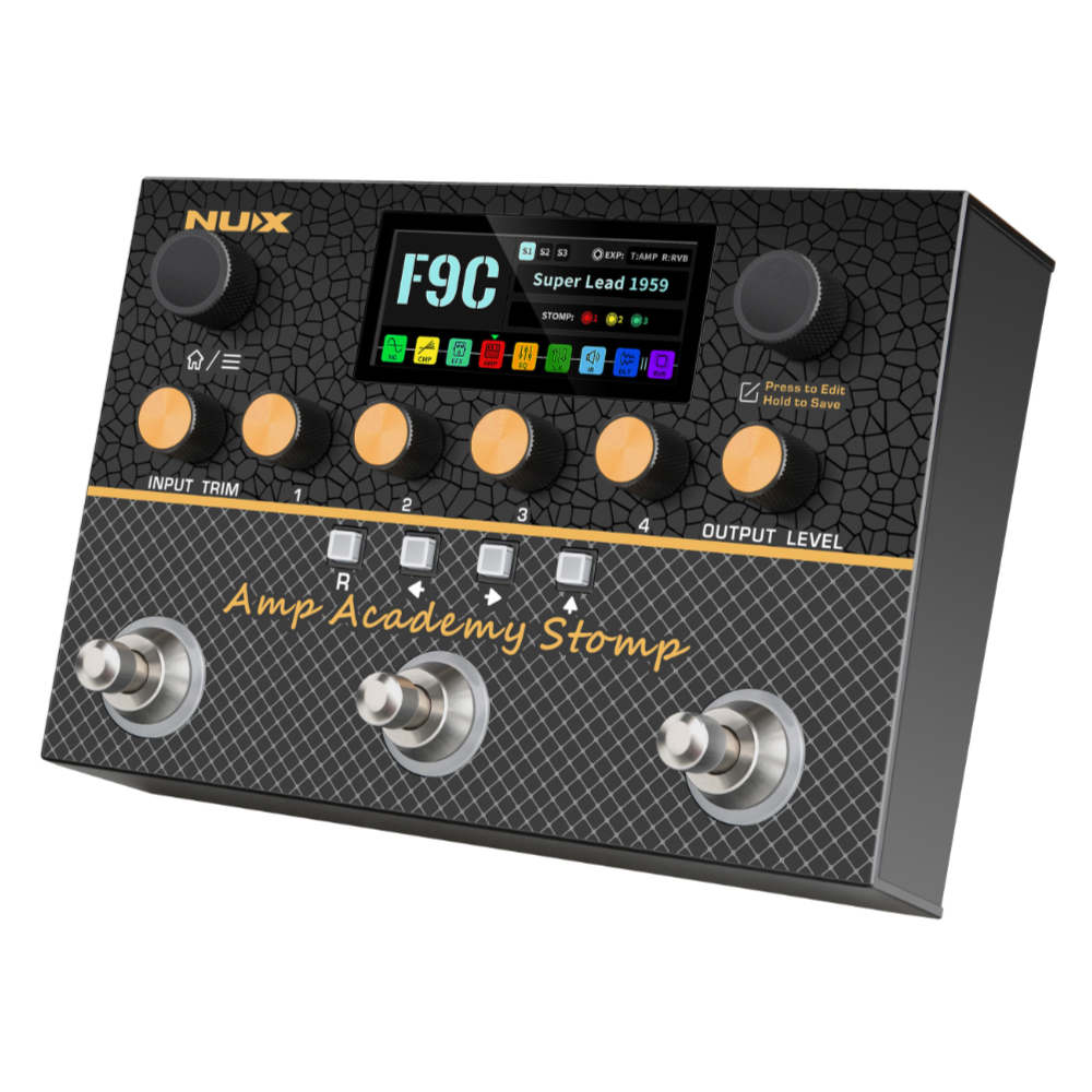 NUX ニューエックス Amp Academy Stomp アンプモデラー マルチエフェクター ギターエフェクター 右斜めアングル画像