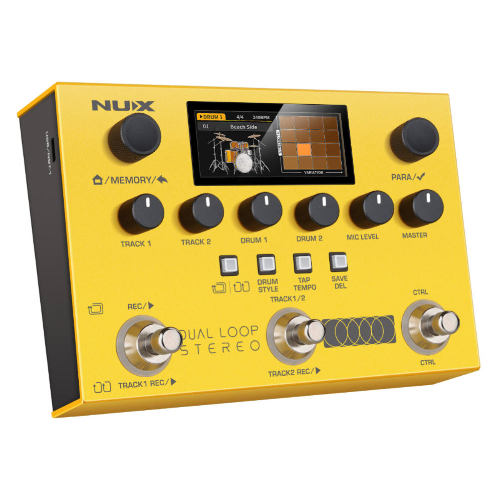 NUX ニューエックス Dual Loop Stereo デュアルトラックループペダル ルーパー ギターエフェクター 左斜めアングル画像