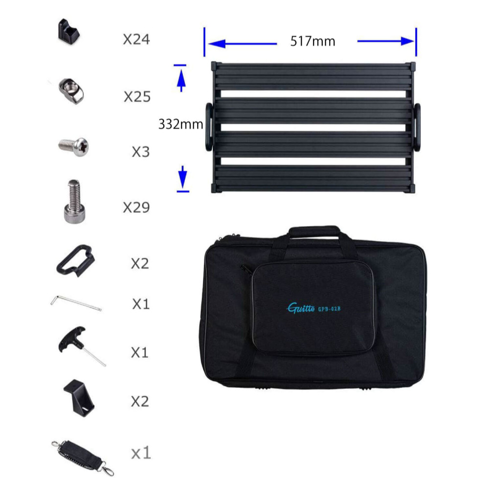 Guitto GPB-02 ペダルボード エフェクターボード セット内容画像