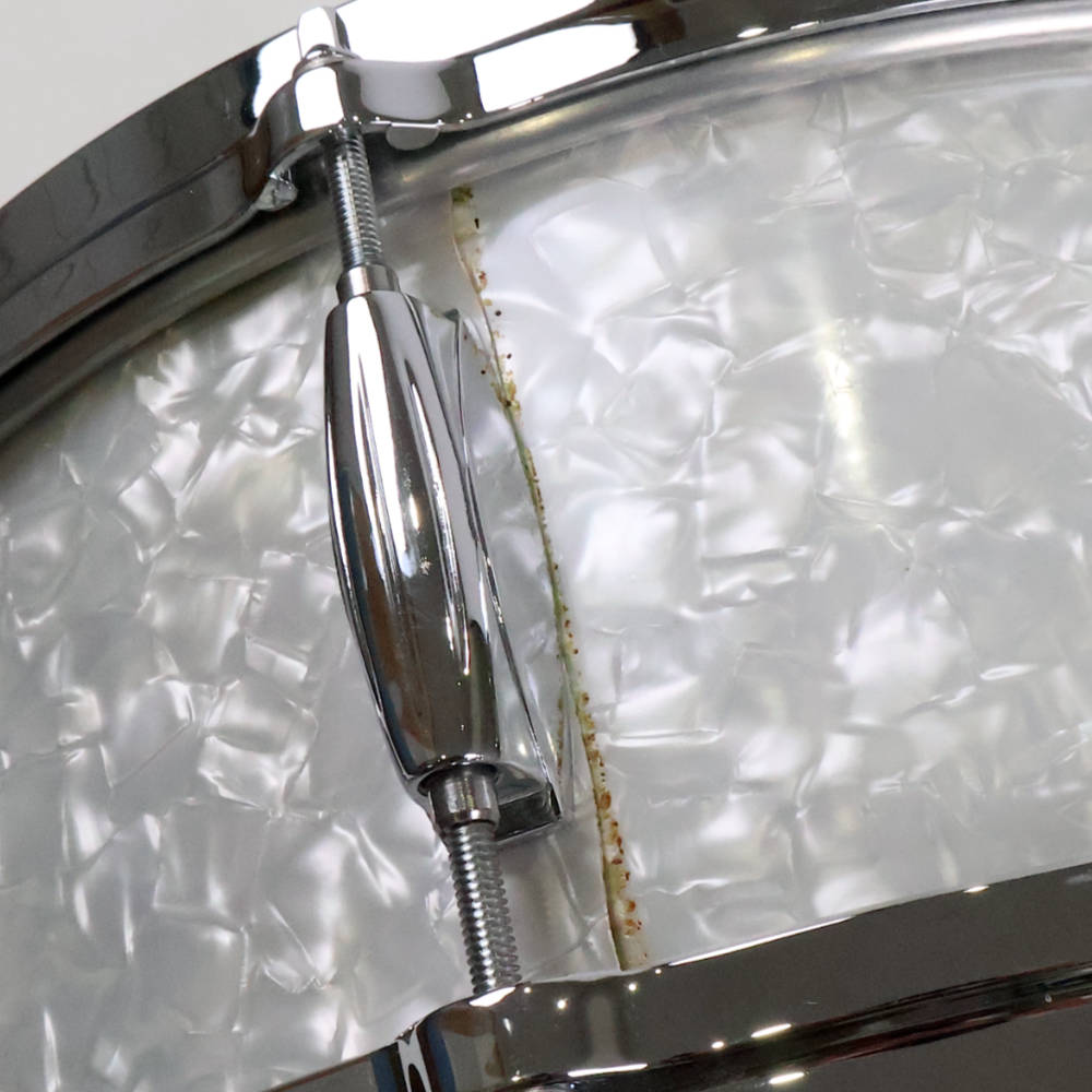【中古】 スネアドラム グレッチ GRETSCH G-4158 14x5.5 White Marine Pearl Gretsch American Drum Series 75th Anniversary カバリングめくれ