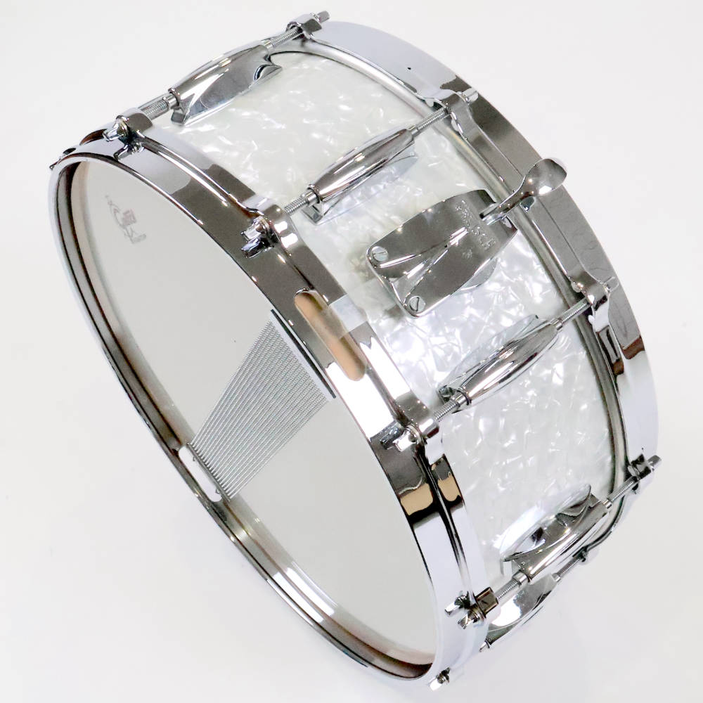 【中古】 スネアドラム グレッチ GRETSCH G-4158 14x5.5 White Marine Pearl Gretsch American Drum Series 75th Anniversary ストレイナー側