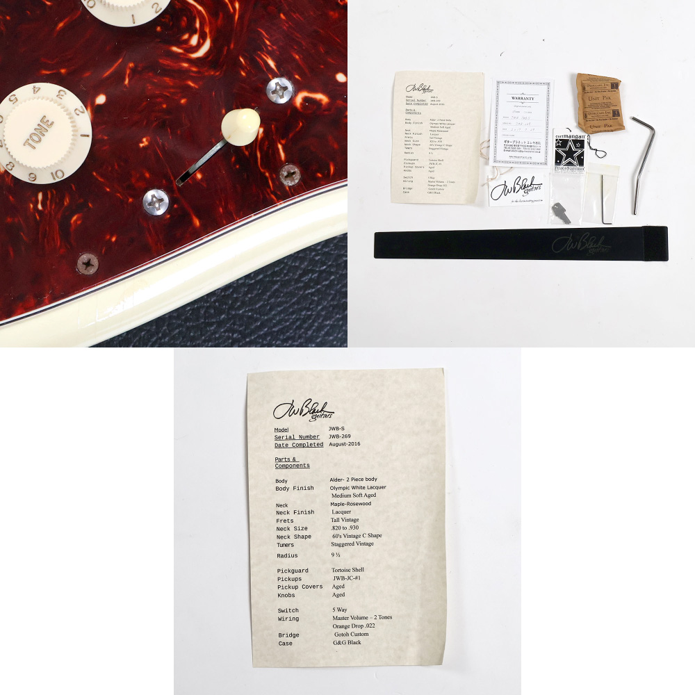 【中古】 エレキギター J.W.Black Guitars JWB-S Olympic White Medium Soft Aged 2016年製 ストラトタイプ JWブラック サビ、腐造品