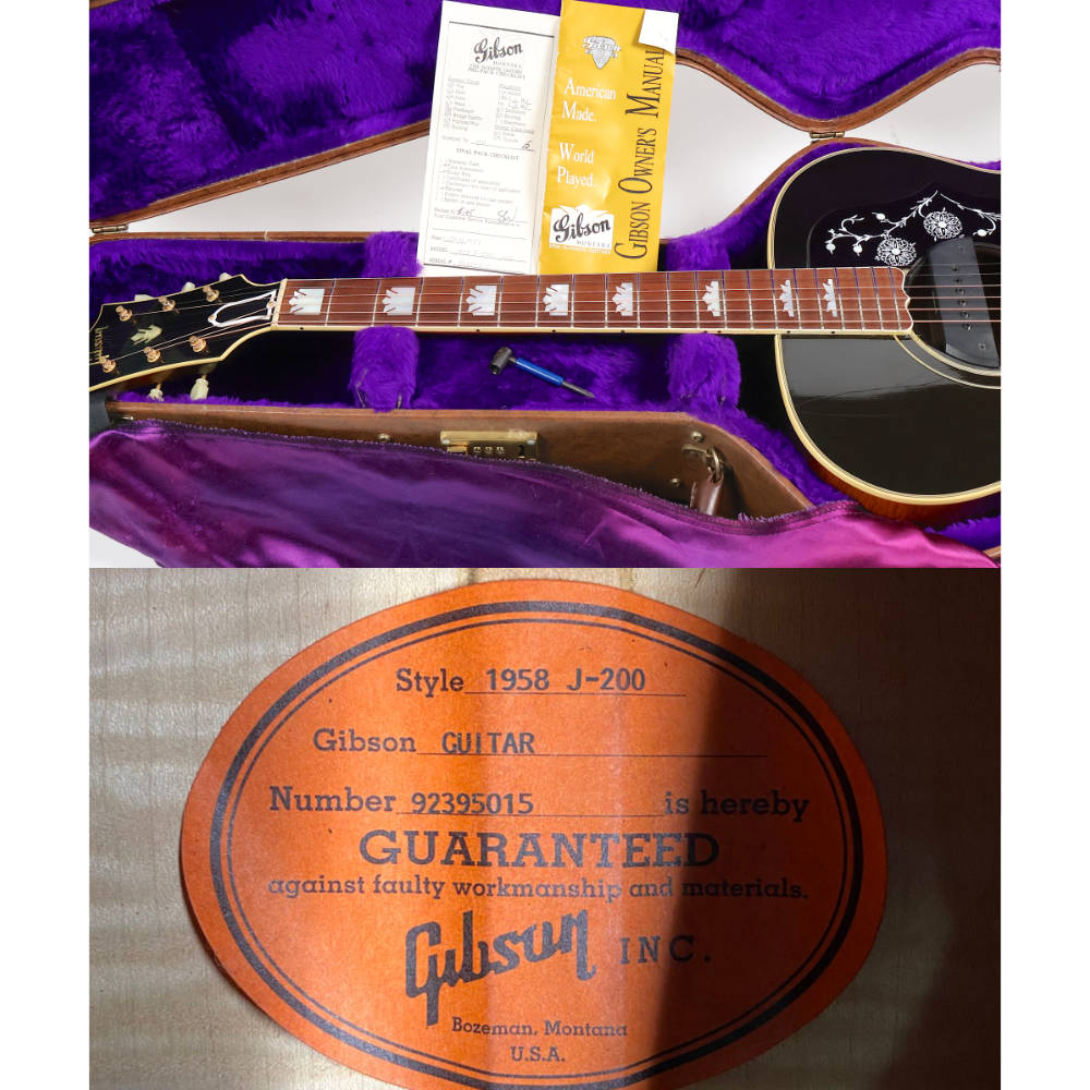 【中古】 アコースティックギター Gibson 1958 J-200 Vintage Sunburst Mod. 1995年製 Sunriseピックアップ搭載 ギブソン J200 サンライズPU ラベル、付属品