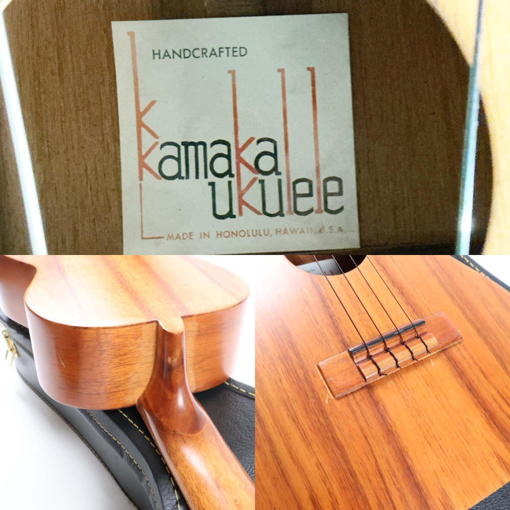 【中古】 ウクレレ KAMAKA バリトンウクレレ ホワイトラベル 弦長484mm 80-90年代製 カマカ 内部 傷 