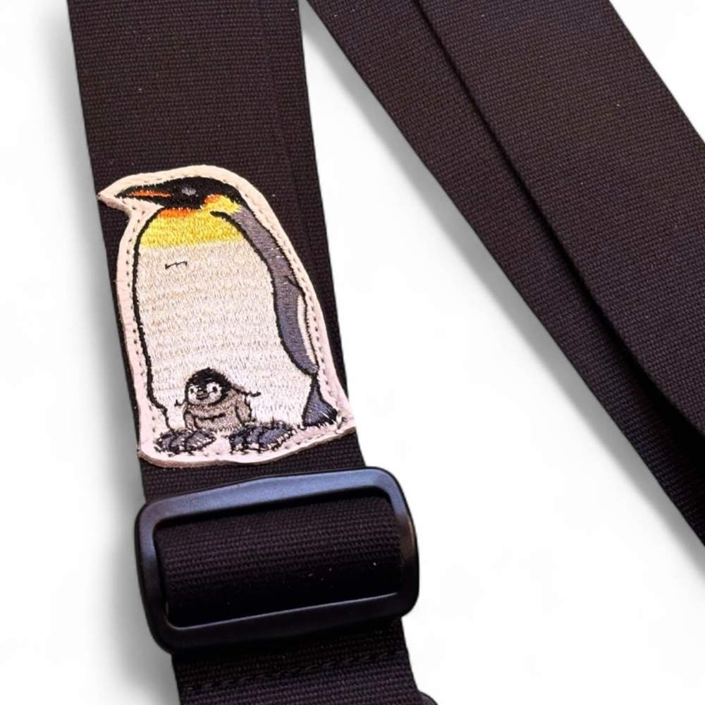 Grande uomo グランデウオモ TENDER STRAP TS-2 AC 親子ペンギン Black ギターストラップ アップ画像