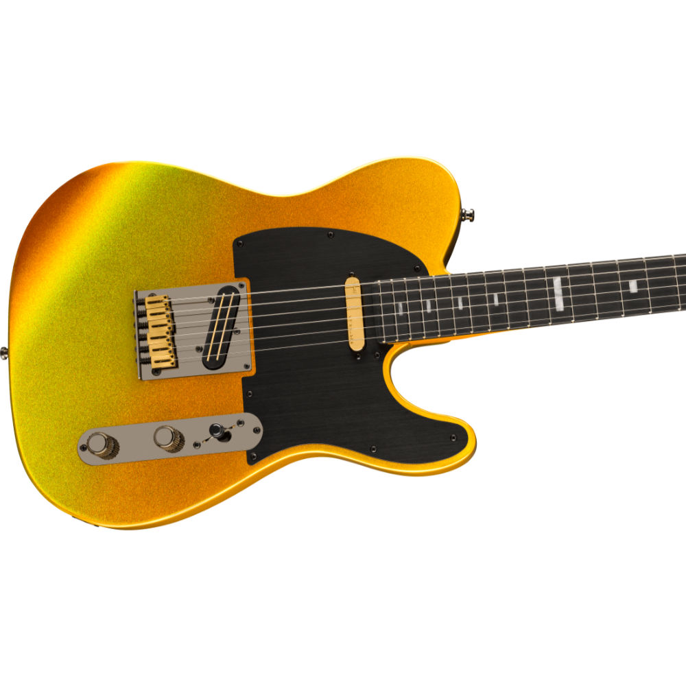 Fender フェンダー 75th Anniversary American Ultra II Telecaster Liquid Gold エレキギター テレキャスター ボディ斜めアングル画像