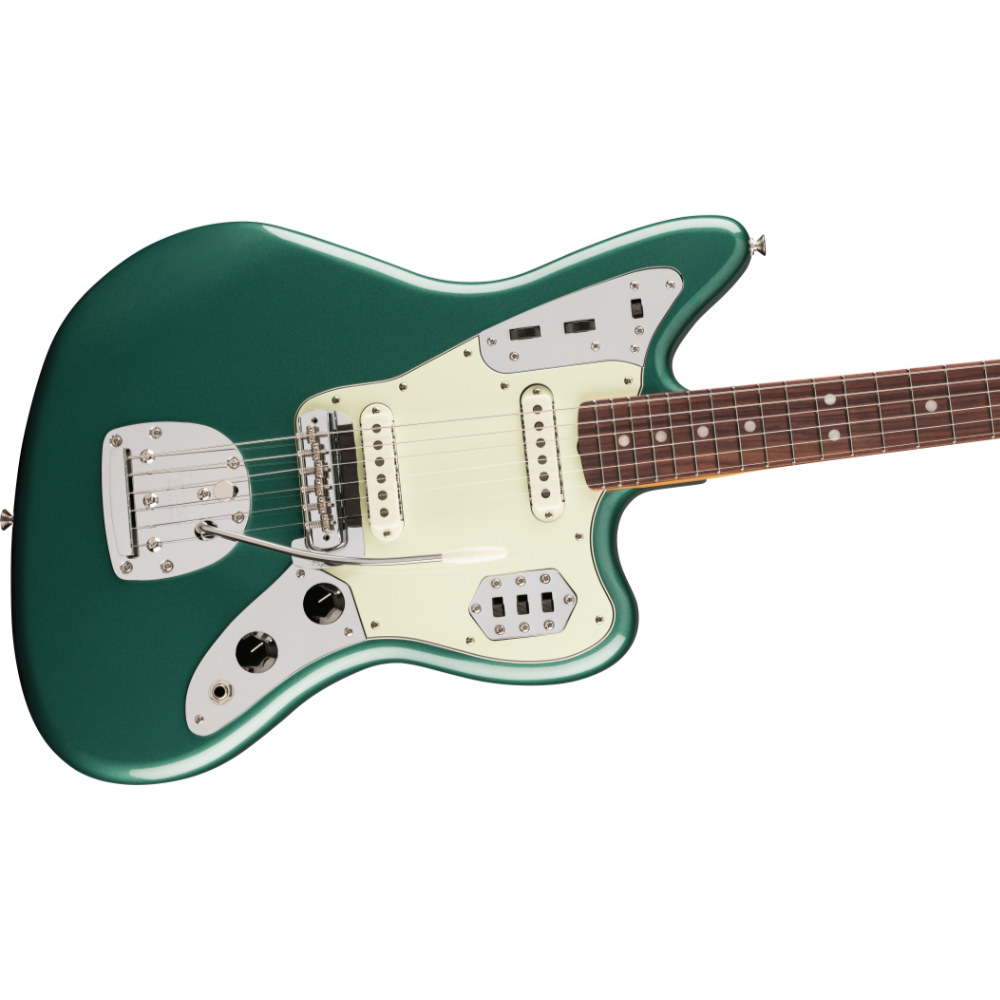 Fender フェンダー Vintera III Mid ’60s Jaguar RW Sherwood Green Metallic エレキギター ジャガー ボディ斜めアングル画像