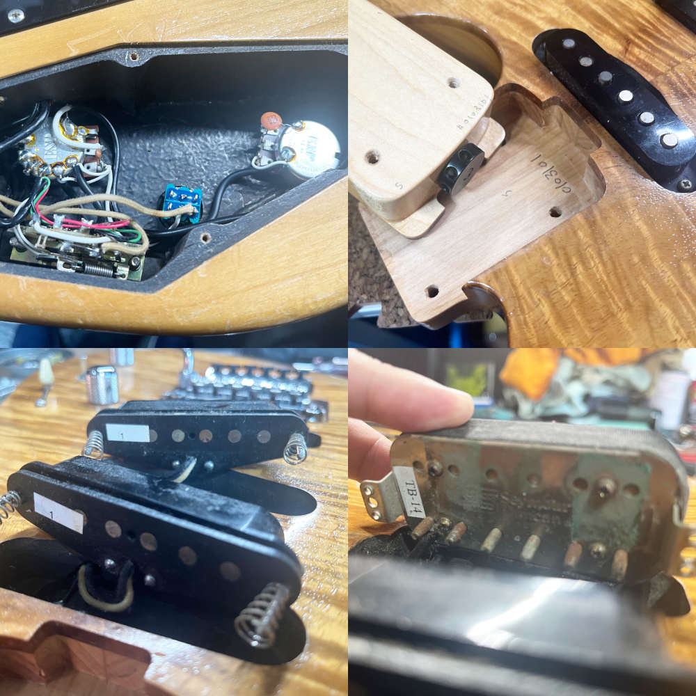 【中古】 エレキギター ESP TE-350DT KOA 2002年頃製造 フレイムコアトップ フロイドローズブリッジ Seymour Duncanピックアップ搭載 内部 