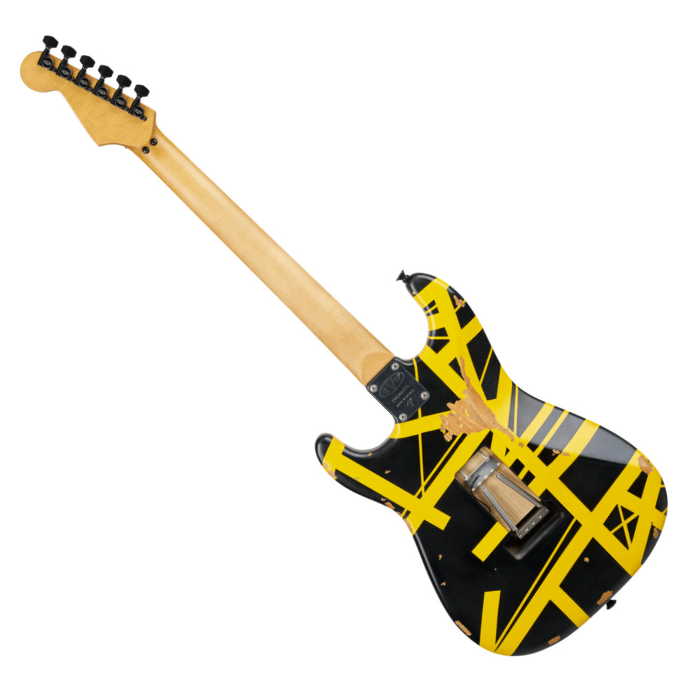 EVH イーブイエイチ Limited Edition Striped Series Frankenstein Frankie Black with Yellow Stripes Aged エレキギター バック画像