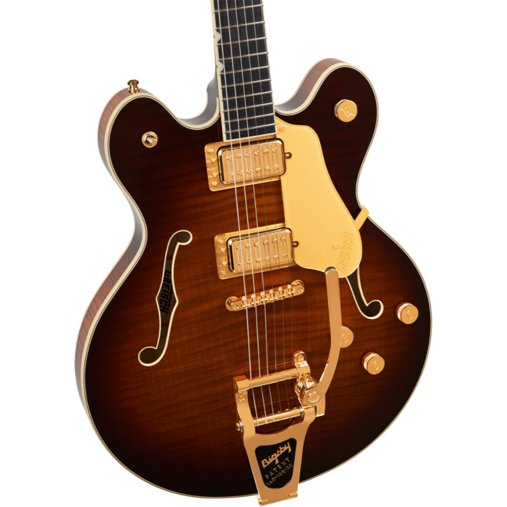 GRETSCH グレッチ Broadkaster LX Figured Center Block with String-Thru Bigsby and Gold Hardware Havana Burst エレキギター ボディ画像