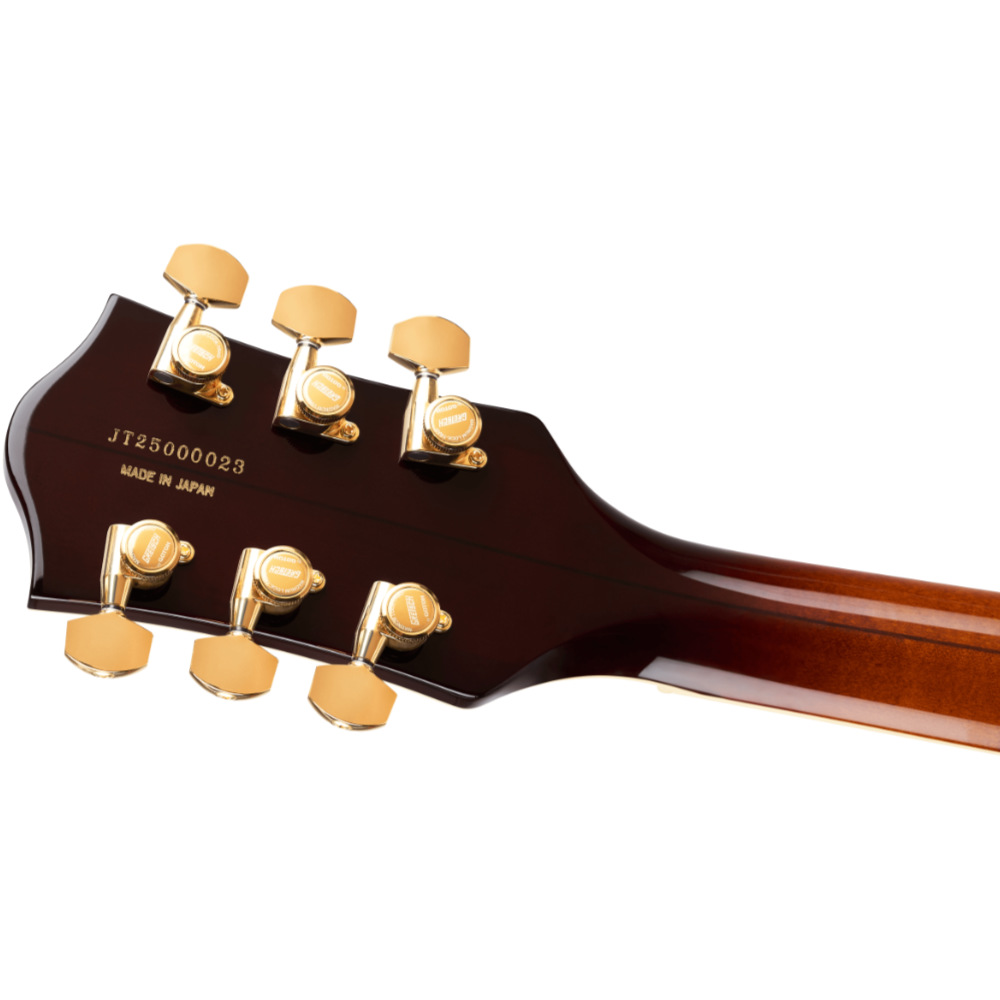 GRETSCH グレッチ Broadkaster LX Figured Center Block with String-Thru Bigsby and Gold Hardware Havana Burst エレキギター ヘッドバック画像