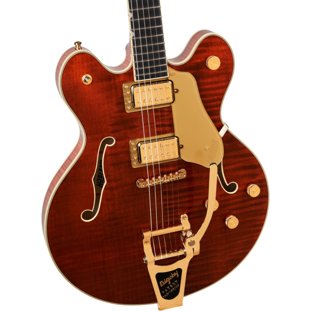 GRETSCH グレッチ Broadkaster LX Figured Center Block with String-Thru Bigsby and Gold Hardware Bourbon Stain エレキギター ボディ画像