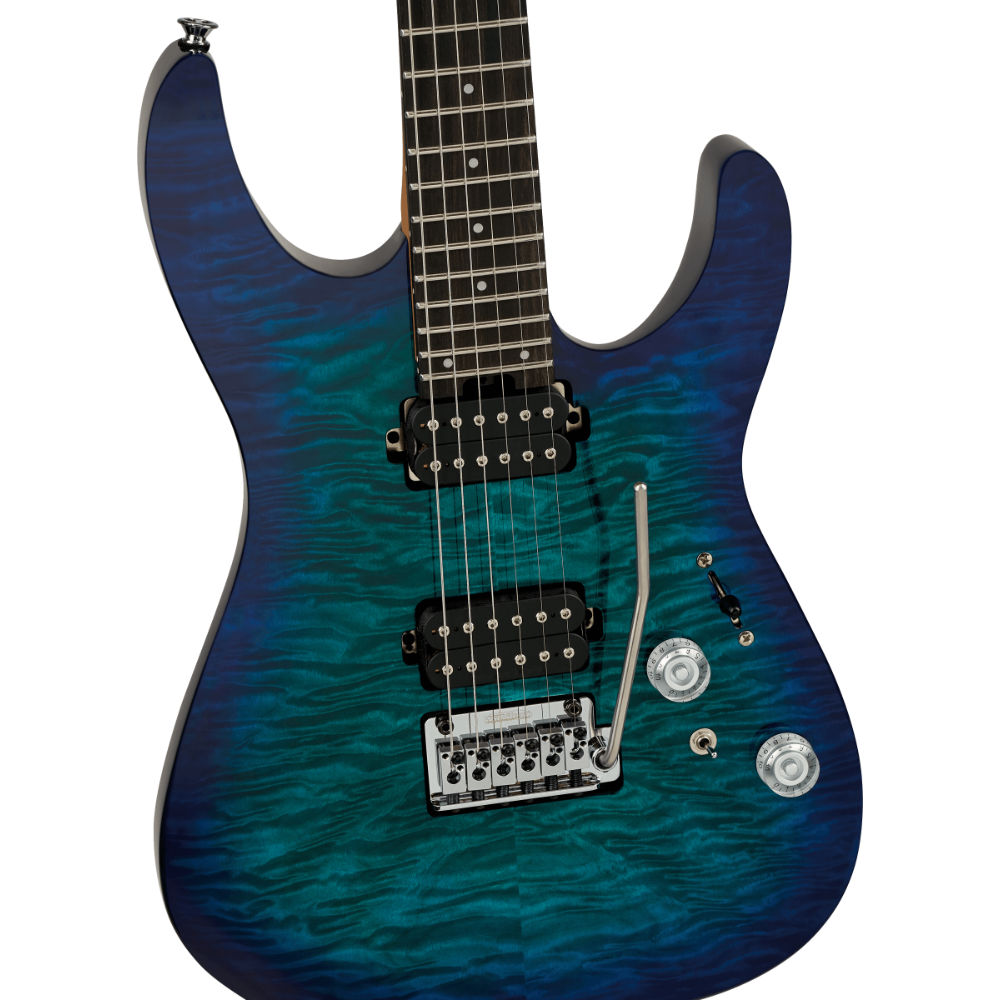 Charvel シャーベル Pro-Mod Plus DK24 HH 2PT EB QM Ebony Fingerboard - Chlorine Burst エレキギター ブリッジ、ピックアップ、コントロール