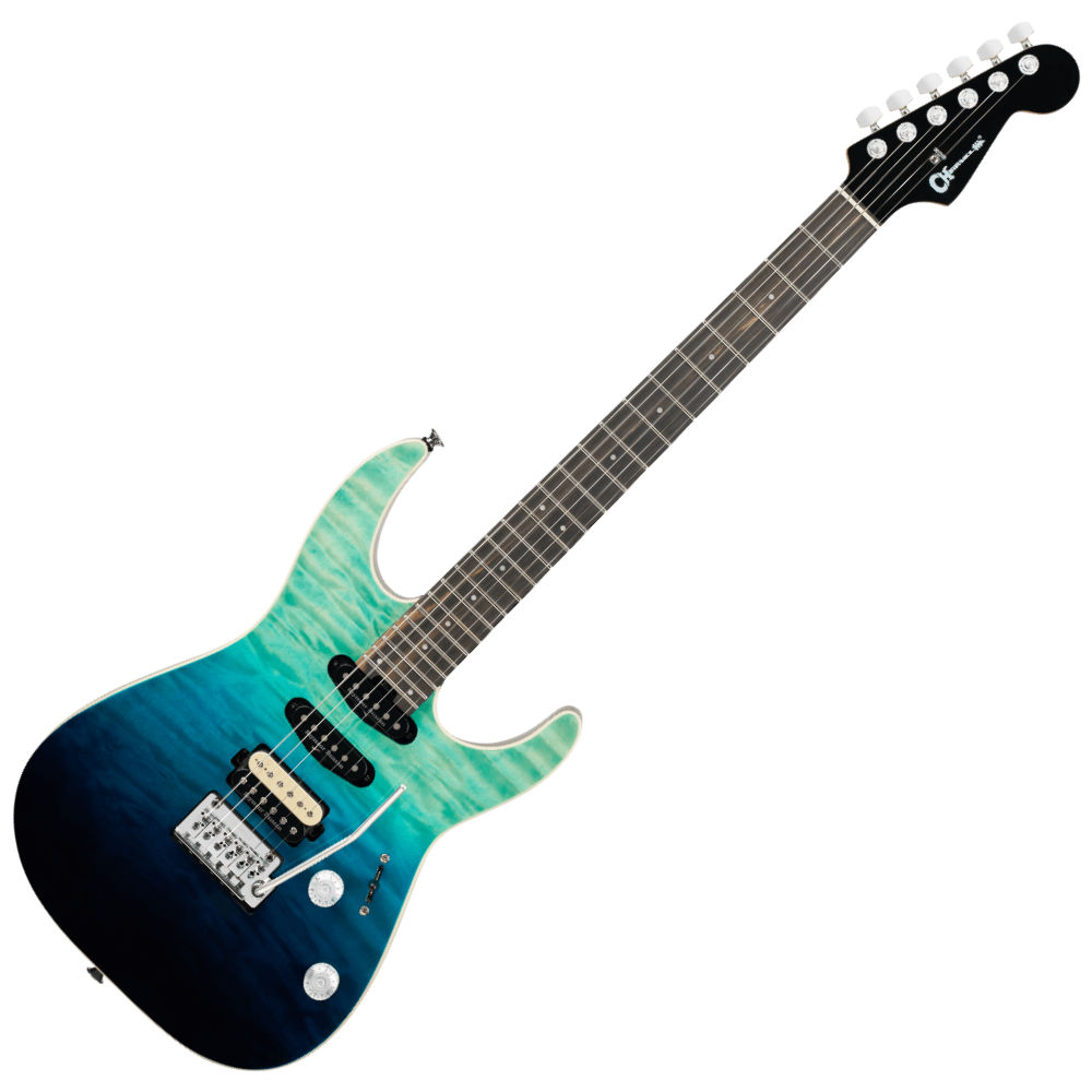 Charvel シャーベル Pro-Mod Plus Dinky DK24 HSS 2PT EB QM Ebony Fingerboard - Blue Curacao エレキギター