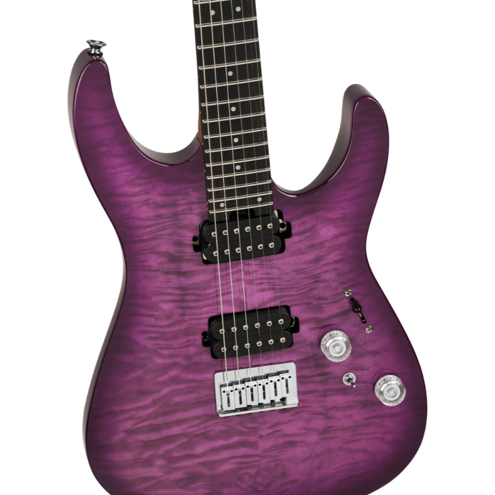 Charvel シャーベル Pro-Mod Plus DK24 HH HT EB QM Ebony Fingerboard - Violet Radiance エレキギター ピックアップ、ブリッジ