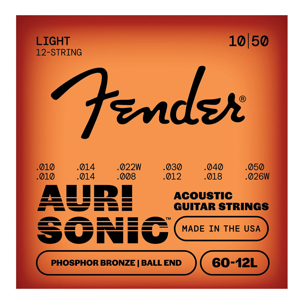Fender フェンダー 60-12L AuriSonic Phosphor Bronze 12-String Acoustic Guitar Strings 10-48 12弦アコースティックギター弦