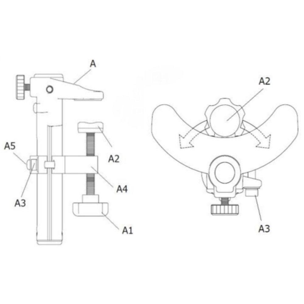 TAMA タマ MSDA206BK デスクアーム マイクスタンド デスククランプの取り付け図