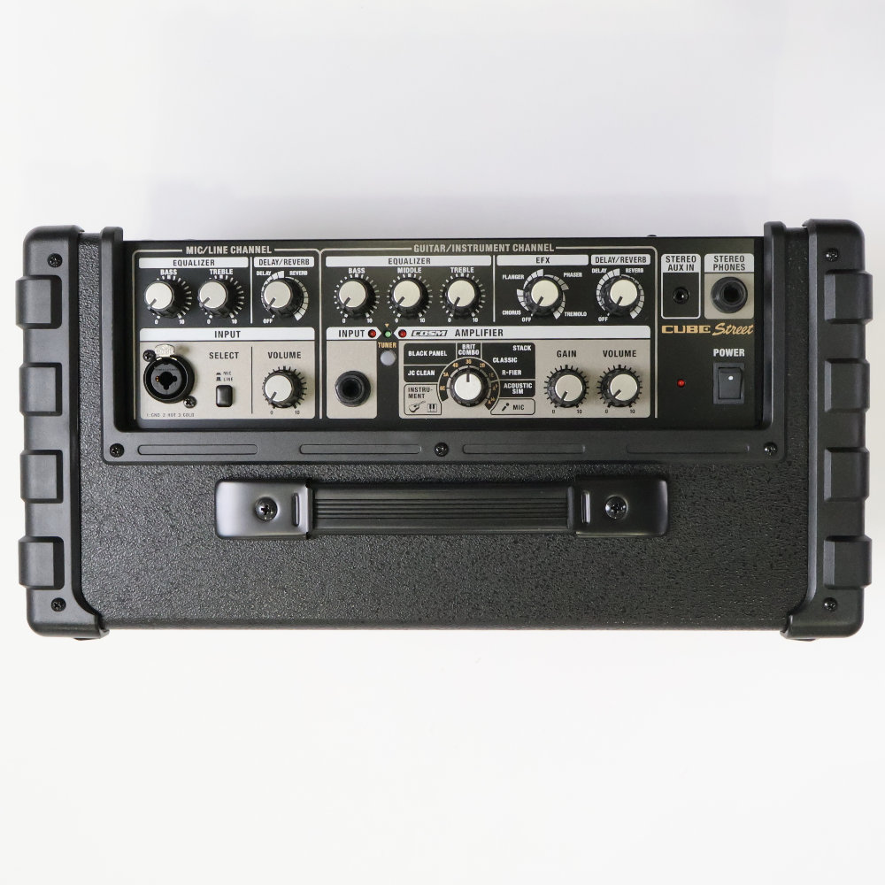 【中古】 ギターアンプ ローランド ROLAND CUBE Street BK 乾電池駆動パフォーマンス用ステレオアンプ ギターアンプ 上面