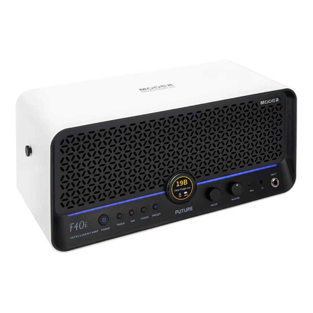 Mooer ムーアー F40i Snowfall White デスクトップアンプ アングル