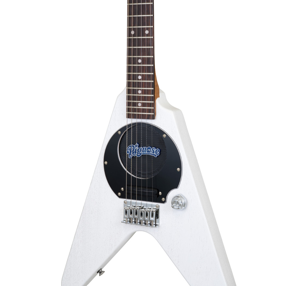 PIGNOSE ピグノーズ PGG-200V STWH Stained White w/Bag ヘッドホン付き アンプ内蔵エレキギター ボディ画像