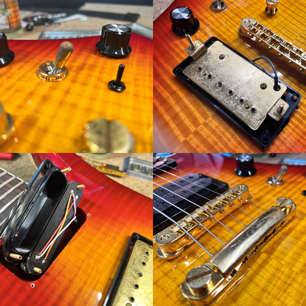 【中古】 エレキギター BURNY by FERNANDES MG-340X CS  SKULLストラップ付き hideモデル チェリーサンバースト サスティナー搭載 スルーネック ピックアップ