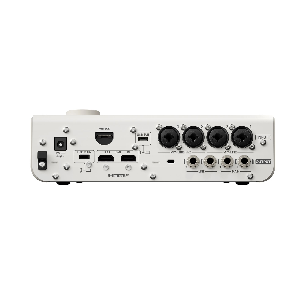 YAMAHA ヤマハ URX44V W URX Series Audio/Video Interface 6in/4out USB-C オーディオインターフェース ホワイト リア画像