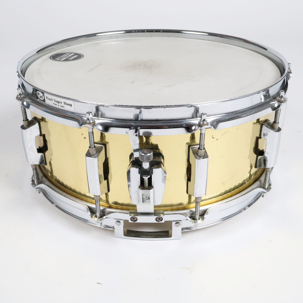 【中古】 スネアドラム パール Pearl BH-5214 Hammered Brass Shell 14x5.5 Made in Japan サイド