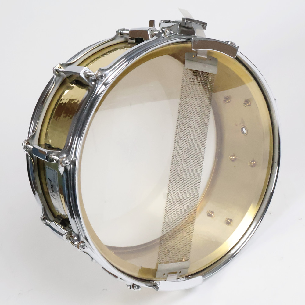 【中古】 スネアドラム パール Pearl BH-5214 Hammered Brass Shell 14x5.5 Made in Japan スネアサイド