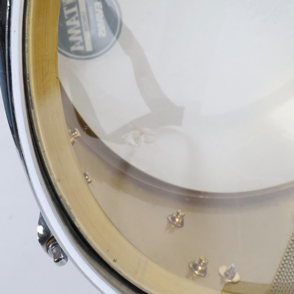 【中古】 スネアドラム パール Pearl BH-5214 Hammered Brass Shell 14x5.5 Made in Japan スネアサイド凹み