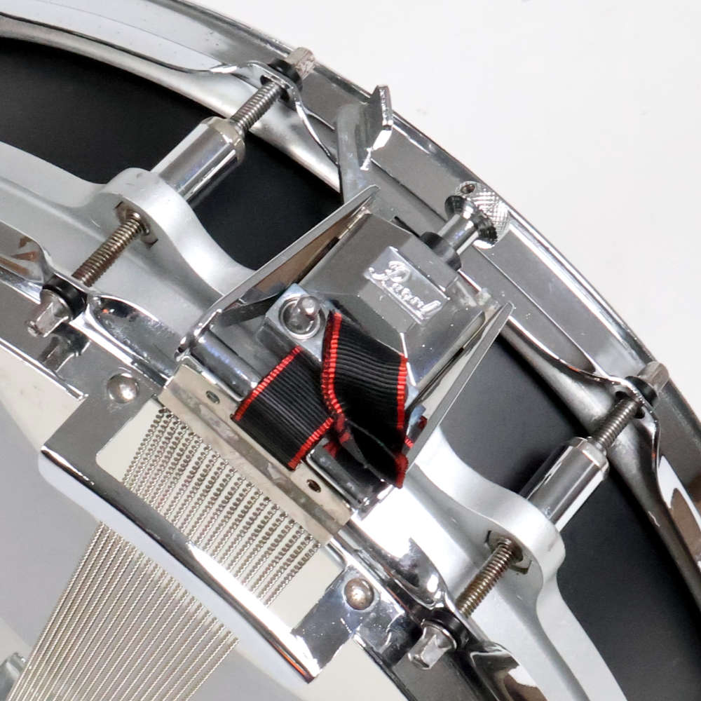 【中古】スネアドラム パール Pearl  FREE FLOATING STEEL SHELL Black Finish 14×3.5 ピッコロスネア ストレイナー