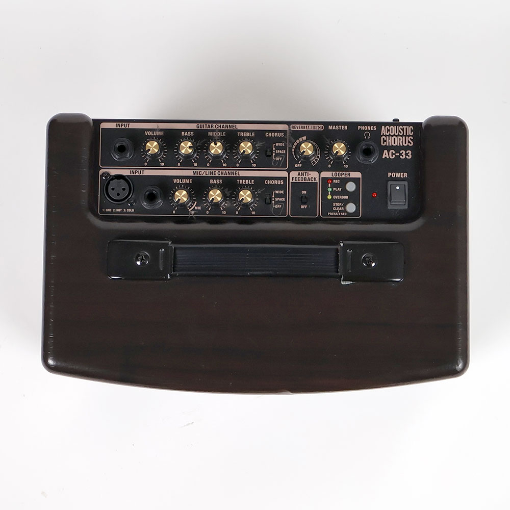 【中古】 アコギアンプ ローランド ROLAND AC-33-RW アコースティックギター用アンプ アコギアンプ ローズウッド調 コントロールパネル