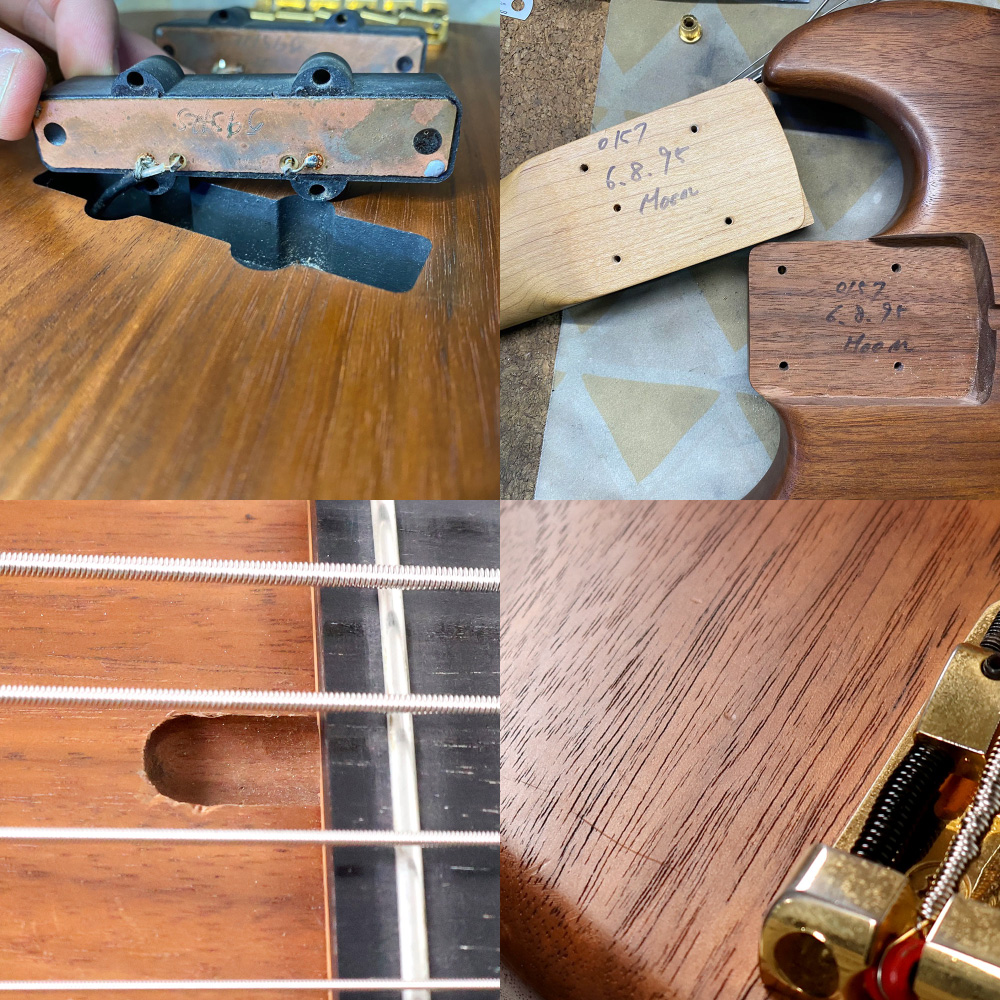 【中古】 エレキベース MOON JJ-5-230B WN/E GO Walnut Natural オイルフィニッシュ Bartolini XTCTプリアンプ搭載 ムーン ネック、ピックアップ、傷など