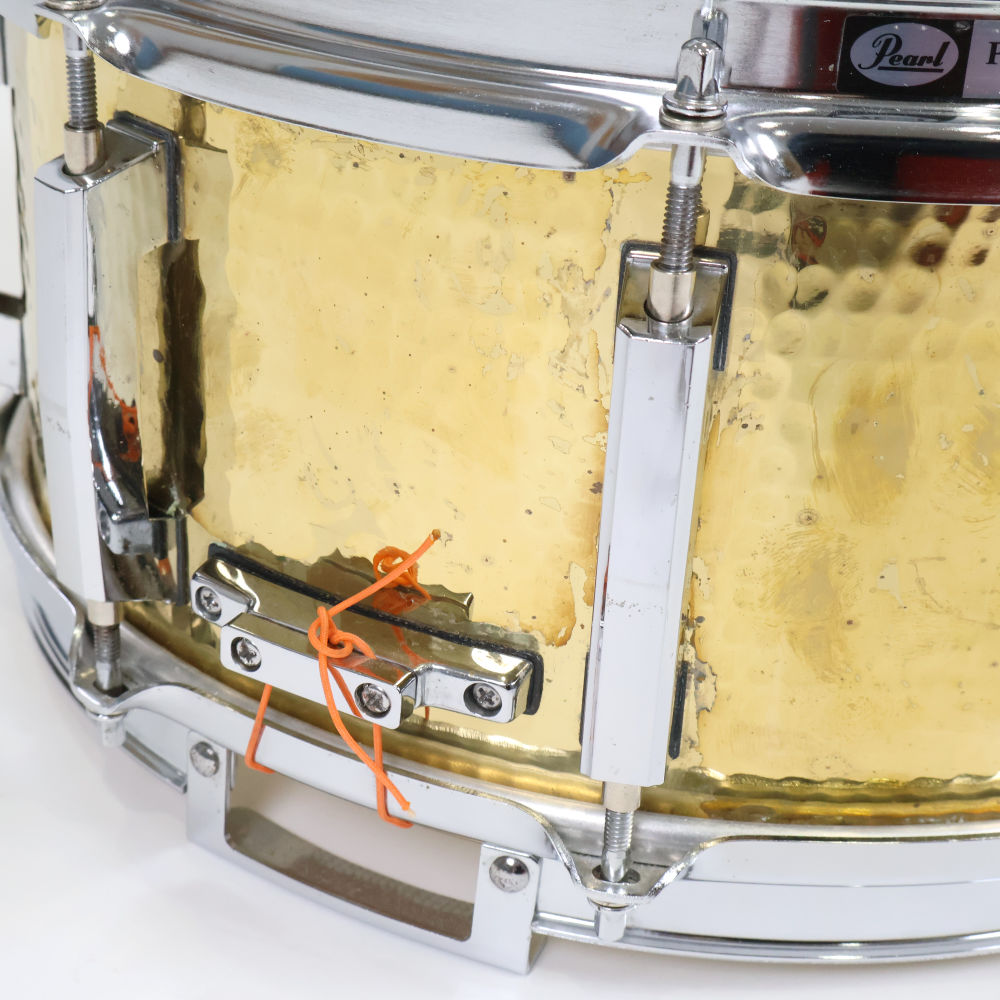 【中古】 スネアドラム パール Pearl BH-5214 Hammered Brass Shell 14x5.5 Made in Japan 詳細画像