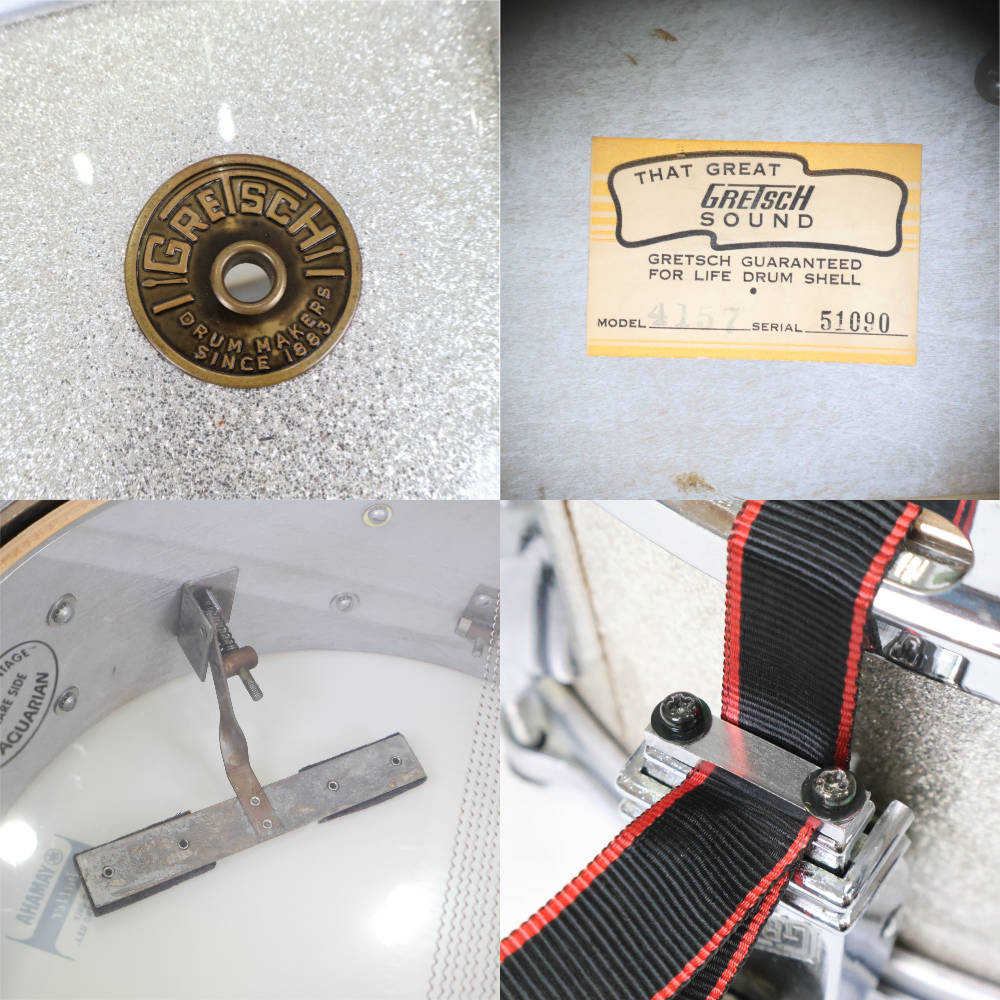 【中古】 スネアドラム グレッチ GRETSCH #4157 NAME BAND 14x5.5 ROUND BADGE 1960s ビンテージスネア 詳細画像