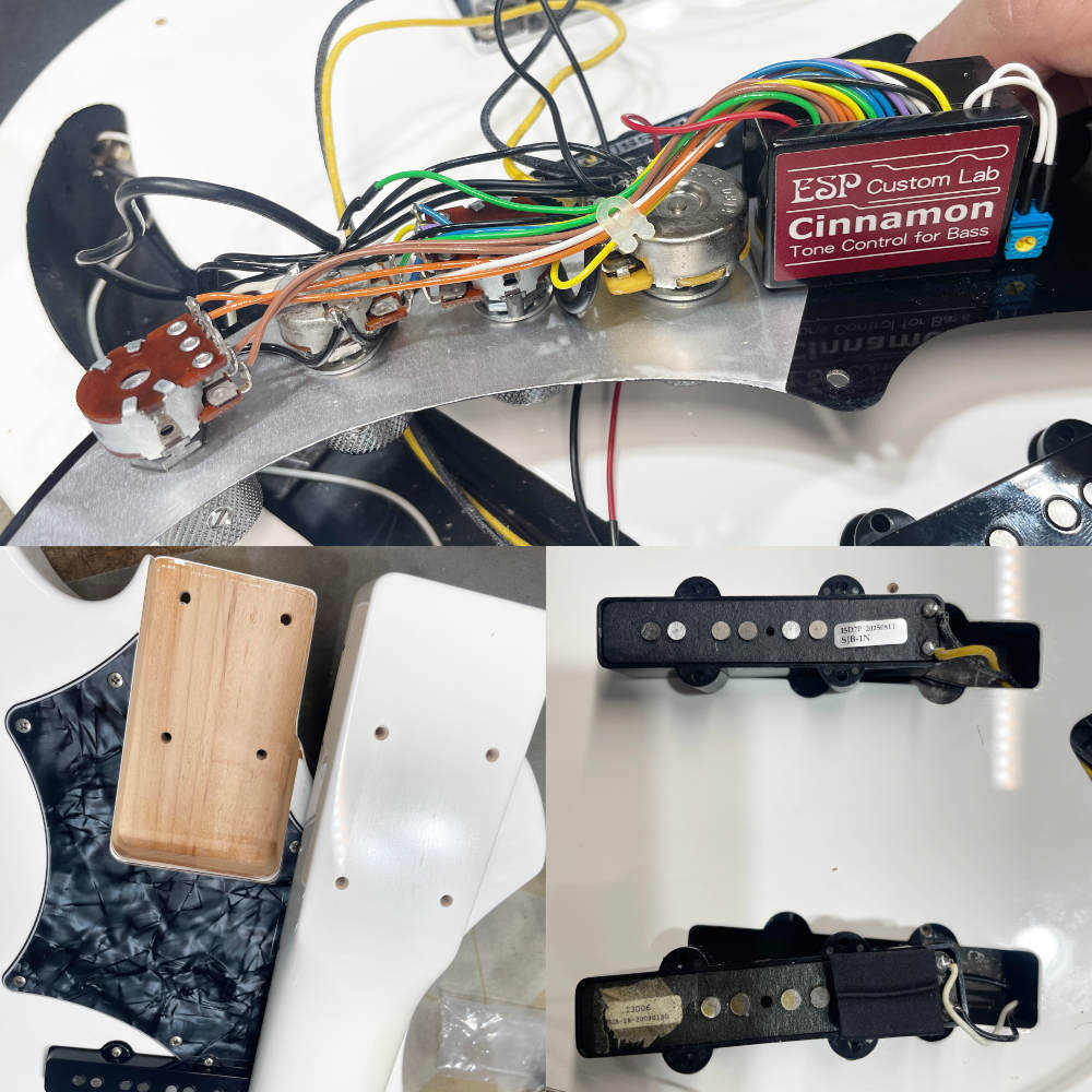 【中古】 エレキベース ESP RF-00SL Snow White the GazettE REITA Signature Model 2009年製 ガゼット REITAモデル フロントピックアップオリジナルと同等品へ交換 内部