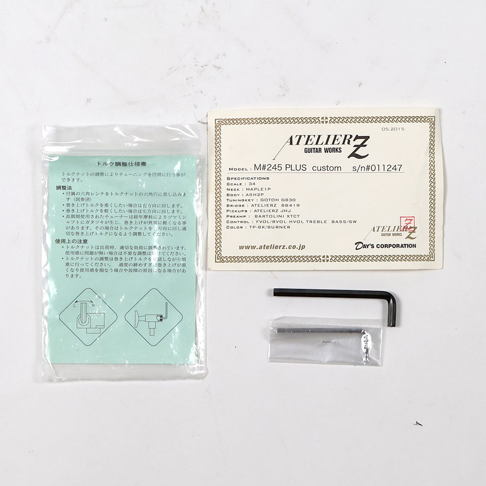 【中古】 エレキベース ATELIER Z M245 PLUS CUSTOM TP-BK / BURNER アトリエZ 4弦ベース 付属品