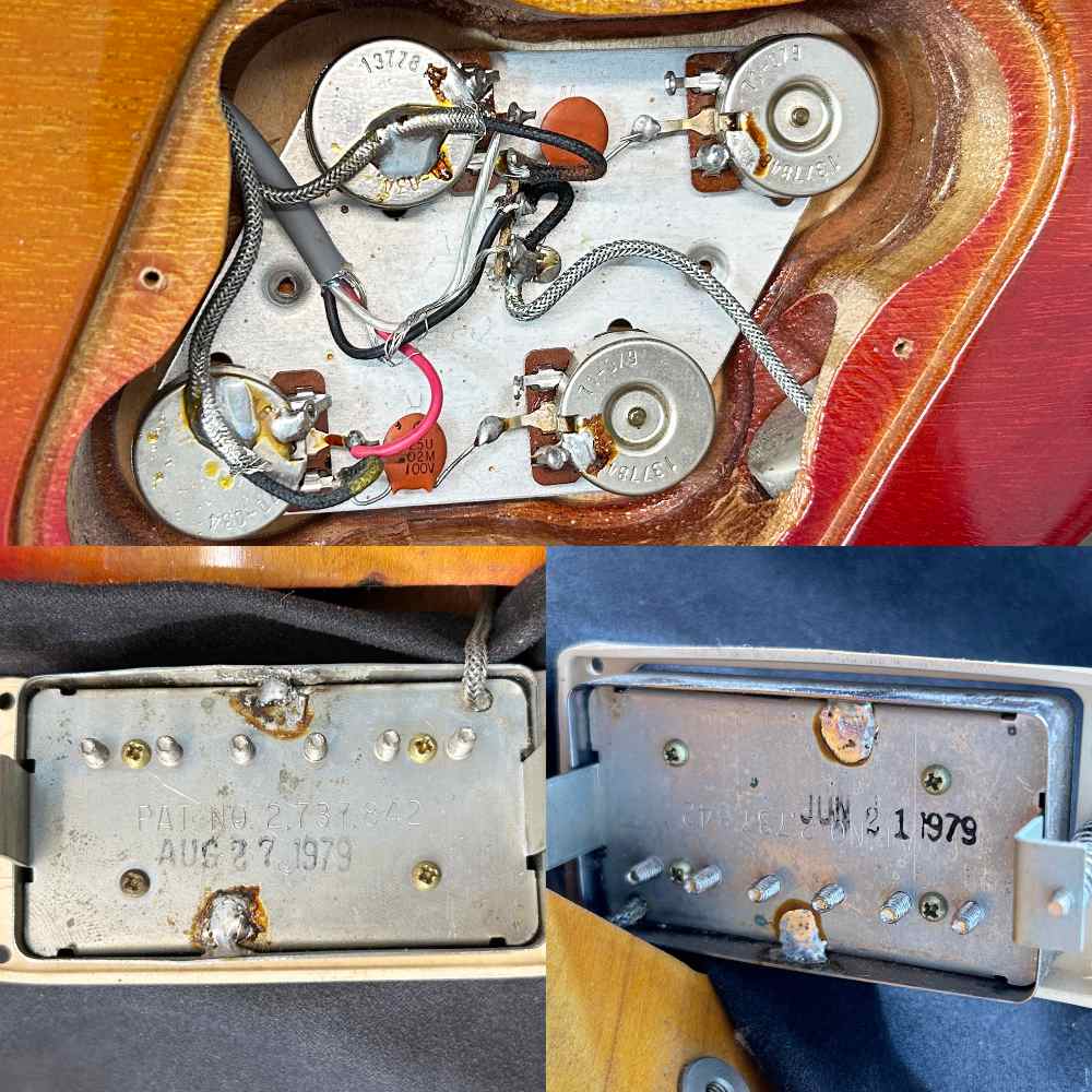 【中古】 エレキギター Gibson Les Paul Standard Cherry SunBurst 1979年製 ギブソン レスポールスタンダード 刻印ナンバードPAF ロケットケース付属 内部 