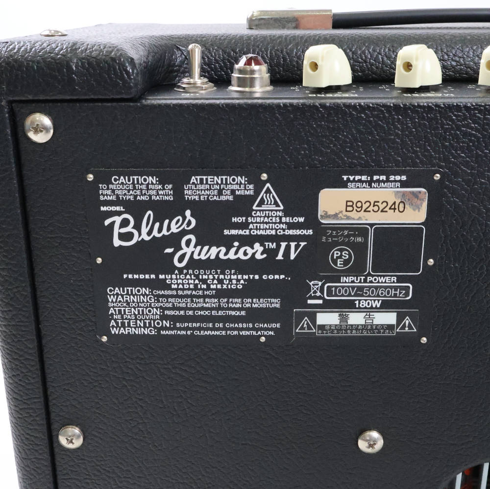 【中古】 Fender Blues Junior IV ギターアンプ コンボ 真空管アンプ 詳細画像