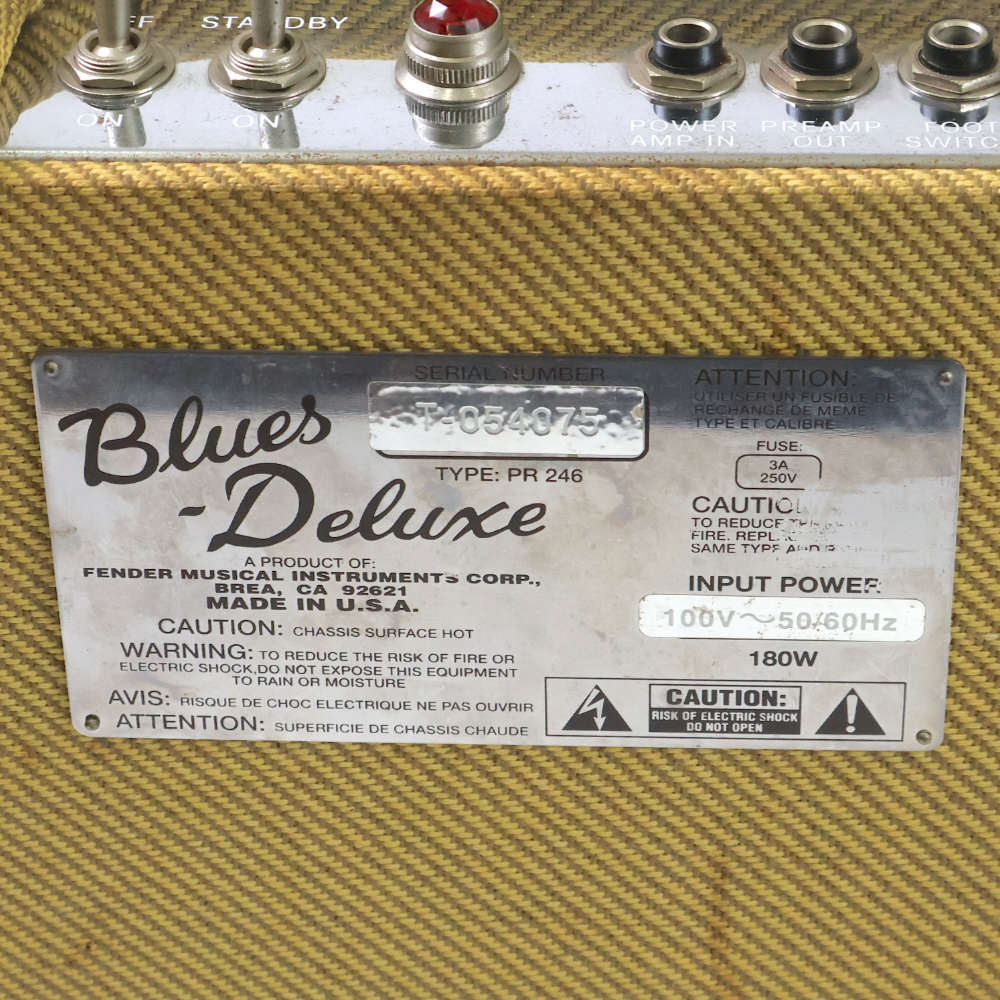 【中古】 ギターアンプ コンボ Fender Blues Deluxe Tweed フェンダー ブルースデラックス ツイード柄 真空管アンプ プレート