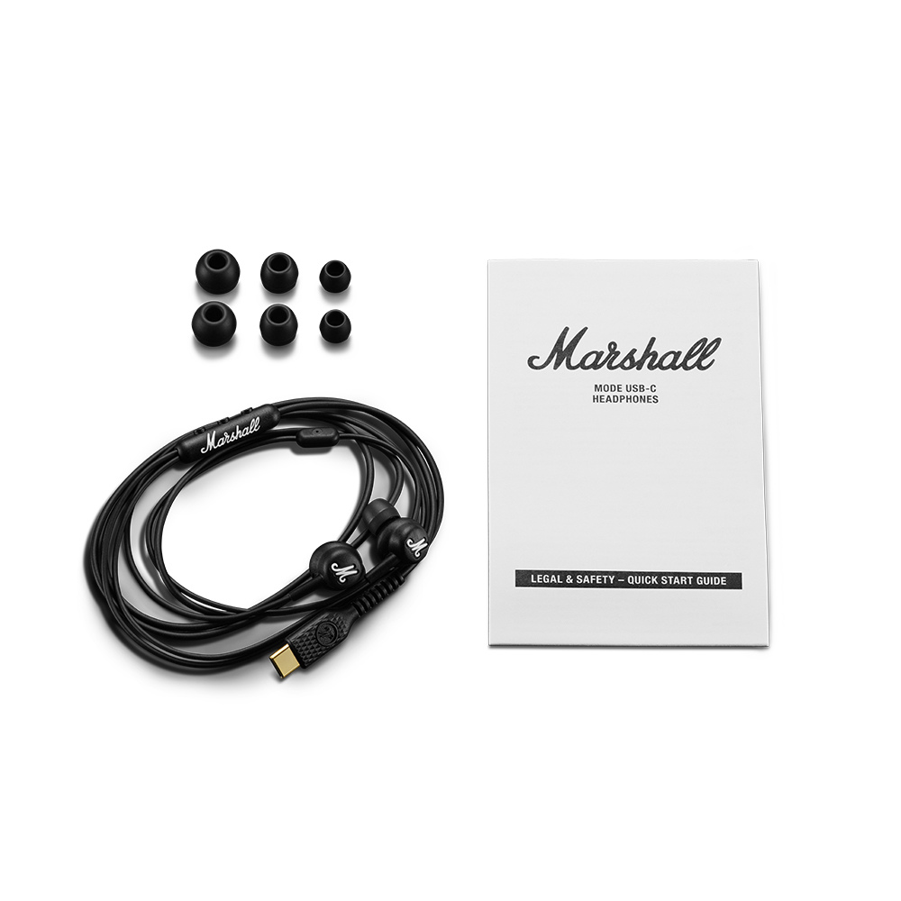MARSHALL マーシャル MODE-USB-C-BLACK 内蔵マイク付き USB-C有線イヤホン イヤフォン カナル型 セット内容画像