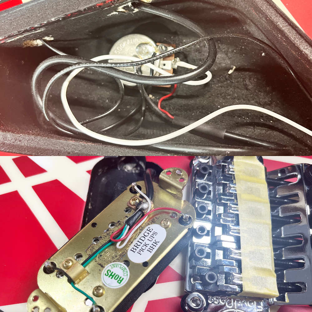 【中古】 エレキギター EVH Striped Series 5150 Maple Fingerboard Red with Black and White Stripes 2021年製 5150ステッカー欠損 Eddie Van Halen モデル 内部 