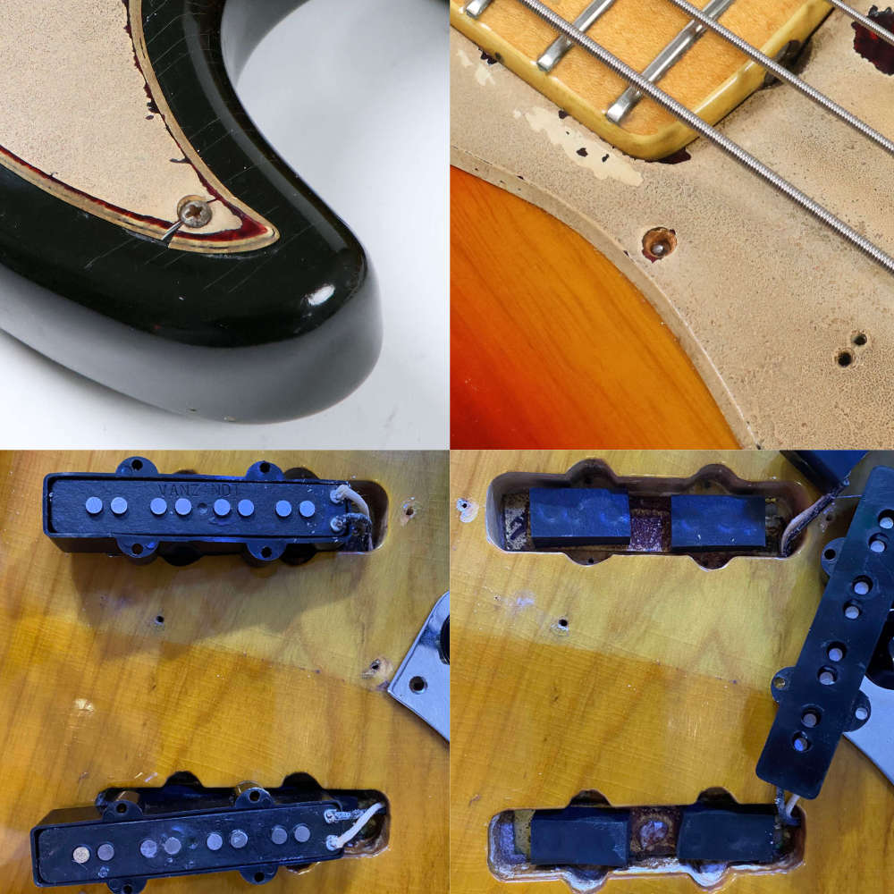 【中古】 Fender USA フェンダー Jazz Bass 1973年製 MOD ジャズベース ブロックインレイ 4点止めネック エレキベース ボディ傷、ピックアップ内部